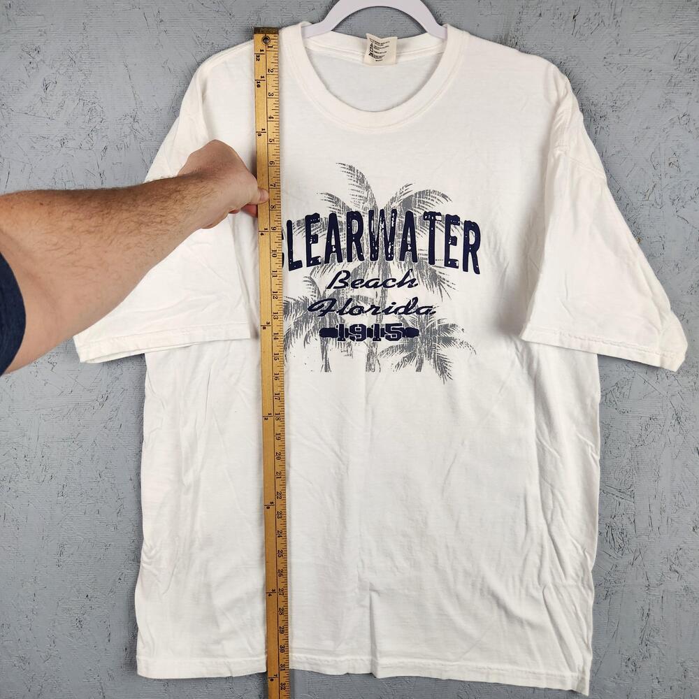 Vintage Clearwater Beach Florida Shirt Mens XL White Graphic Tourist Palm Tree - Picture 3 of 8